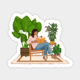 Reading and plants illustration 4 Sticker